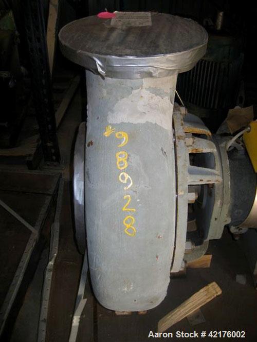 Used Durco Centrifugal Pump, size 10X8X16, carbon steel. 10" inlet, 8" outlet. Approximately 3330 gallons per minute at 174' head. Driven by a 200 hp, 1785 rpm motor. Requires base.