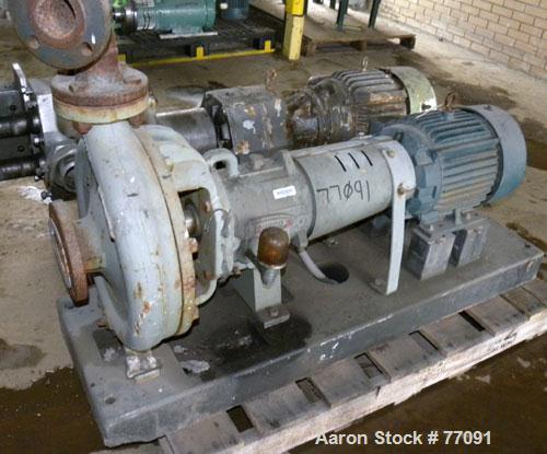 Used Durco Mark III Centrifugal Pump, Size 2K3X2-13/101 RV, Carbon Steel. 3" Inlet, 2" outlet. Rated approximately 150 gallons per minute at 102' head. Mechanical seal. Driven by a 7-1/2hp, 3/60/230/...