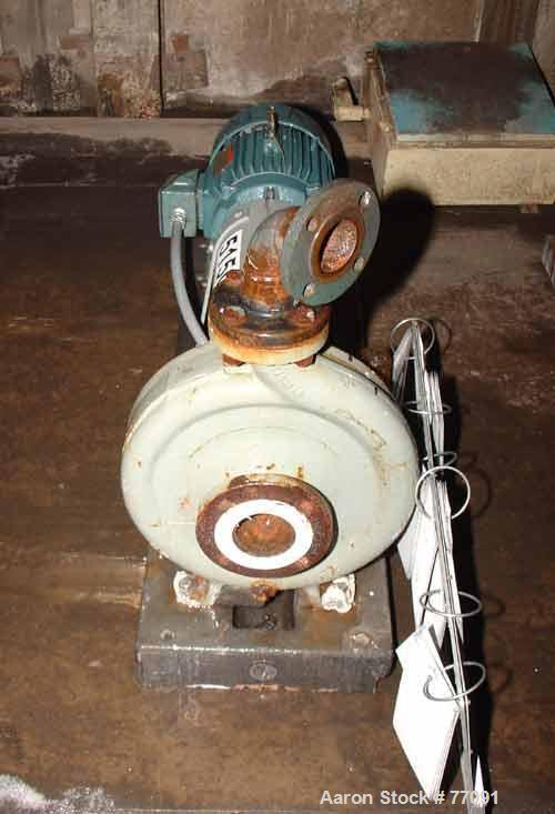 Used Durco Mark III Centrifugal Pump, Size 2K3X2-13/101 RV, Carbon Steel. 3" Inlet, 2" outlet. Rated approximately 150 gallons per minute at 102' head. Mechanical seal. Driven by a 7-1/2hp, 3/60/230/...