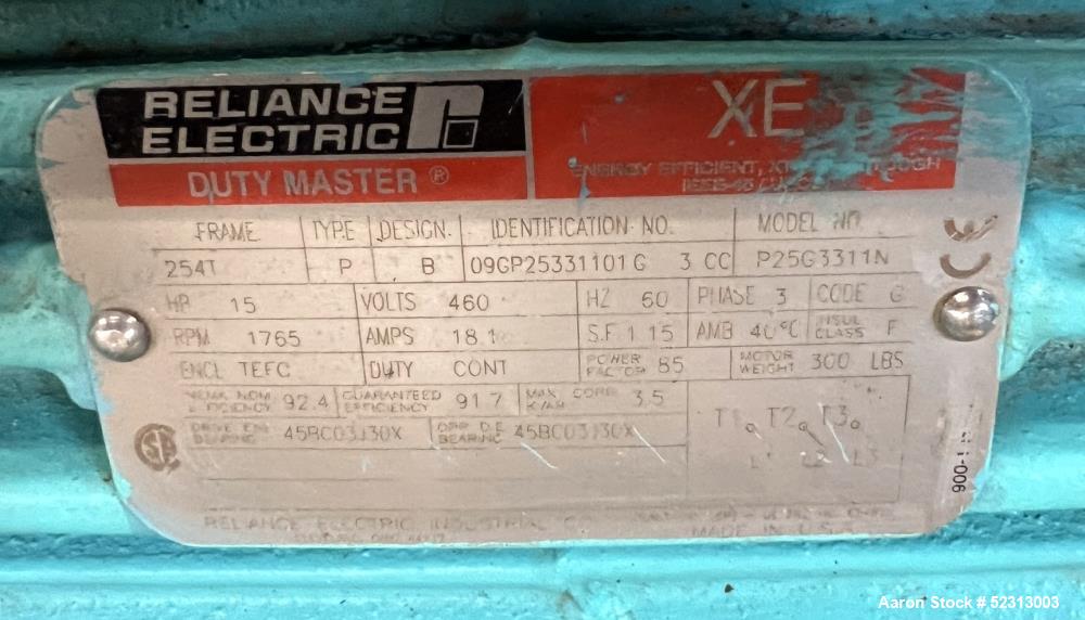 Used Flowserve /  Durco Mark IIIA Carbon Steel Centrifugal Pump, Size 2K3X2-13/103 RV. Approximate 3" inlet, 2" outlet. Approximate 450 gpm, 90 TDH. Driven by a 15hp, 3/60/460 volt, 1765 rpm motor. S...