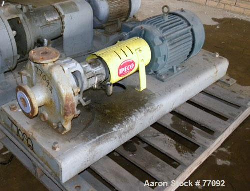 Used Durco Mark II Centrifugal Pump, Size 1.5X1-8/80, Carbon Steel. 1.5" Inlet, 1" outlet. Rated approximately 150 gallons per minute at 240' head. Mechanical seal. Driven by a 7-1/2hp, 3/60/230/460 ...
