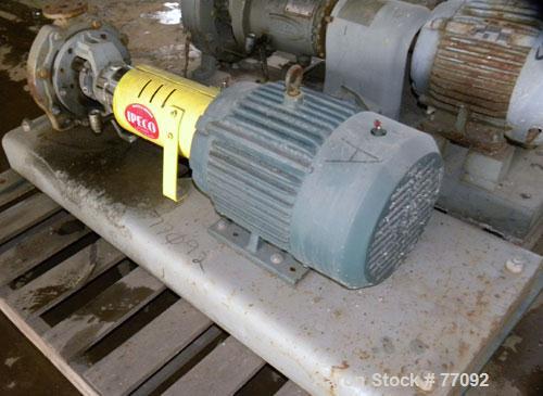 Used Durco Mark II Centrifugal Pump, Size 1.5X1-8/80, Carbon Steel. 1.5" Inlet, 1" outlet. Rated approximately 150 gallons per minute at 240' head. Mechanical seal. Driven by a 7-1/2hp, 3/60/230/460 ...