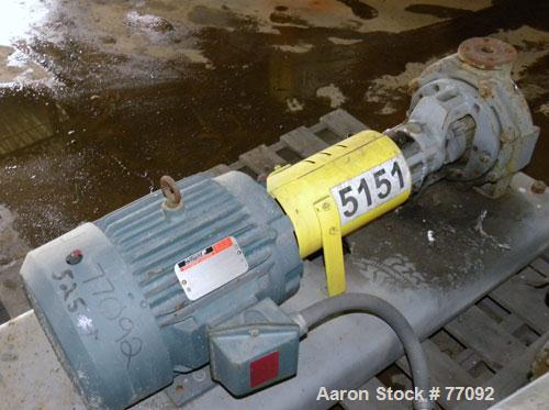 Used Durco Mark II Centrifugal Pump, Size 1.5X1-8/80, Carbon Steel. 1.5" Inlet, 1" outlet. Rated approximately 150 gallons per minute at 240' head. Mechanical seal. Driven by a 7-1/2hp, 3/60/230/460 ...