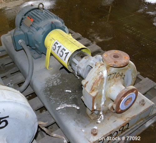 Used Durco Mark II Centrifugal Pump, Size 1.5X1-8/80, Carbon Steel. 1.5" Inlet, 1" outlet. Rated approximately 150 gallons per minute at 240' head. Mechanical seal. Driven by a 7-1/2hp, 3/60/230/460 ...