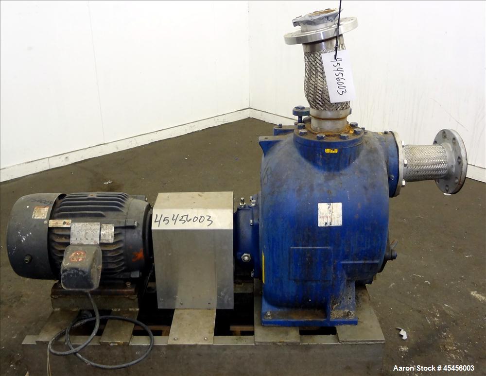 Used Gorman-Rupp T-Series Self Priming Centrifugal Pump, Model T4A3-B, Carbon Steel. Rated approximate 250 gallons per minute at 40 head at 1200 rpm. 4" Inlet/outlet. Driven by a 10hp, 3/60/208-230/4...