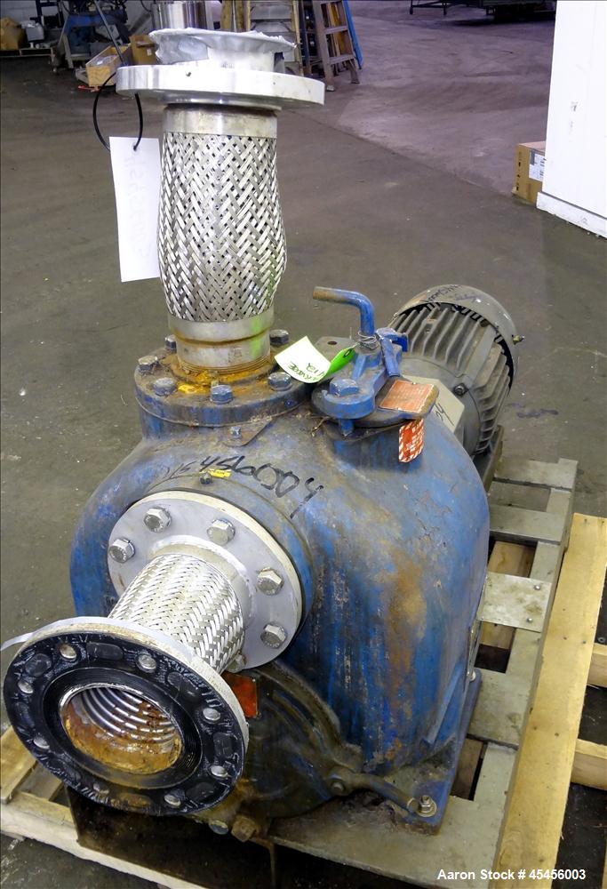 Used Gorman-Rupp T-Series Self Priming Centrifugal Pump, Model T4A3-B, Carbon Steel. Rated approximate 250 gallons per minute at 40 head at 1200 rpm. 4" Inlet/outlet. Driven by a 10hp, 3/60/208-230/4...