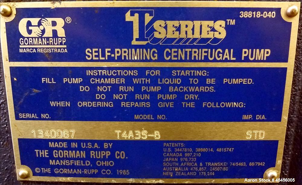 Used Carbon Steel Gorman-Rupp T-Series Self Priming Centrifugal Pump, Model T4A3-B