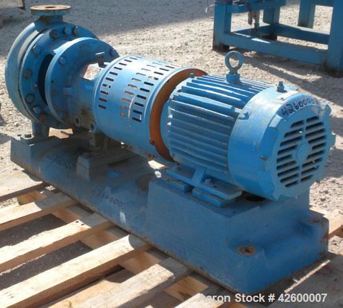 Used Goulds Centrifugal Pump, Model 3196, size 1.50X3-10, carbon steel. 3" Inlet, 1-1/2" outlet. Approximate 9-1/4" diameter impeller. Rated approximately 50 gallons per minute at 120' head. Driven b...