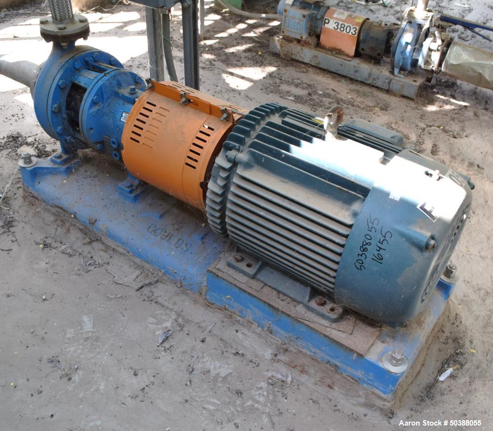 Used- Goulds Centrifugal Pump, Model 3196, Size 2X3-10, Carbon Steel. Rated approximately 250 gallons per minute at 306.5' h...