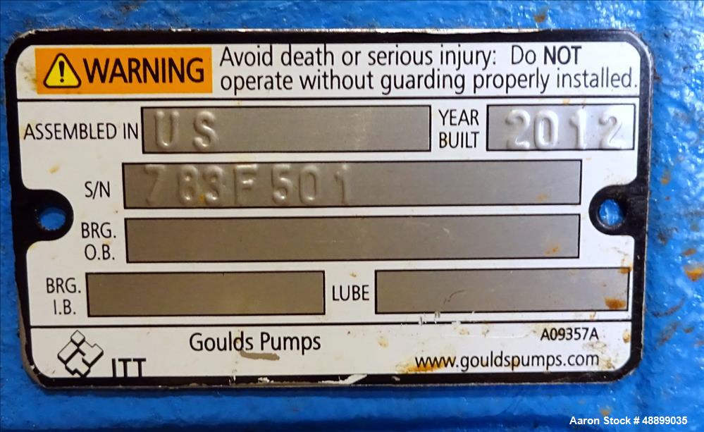 Used Goulds Centrifugal Pump, Model 3196, Size 1.5X3-6.