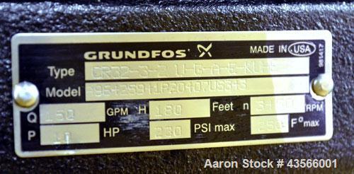 Used Grundfos Vertical Multistage Centrifugal Pump, Type CR32-3-2 U-G-A-E-KUHE, Model A96425941P20407US343
