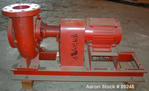 Used ITT Bell & Gossett Centrifugal Pump, model 5BC-7BF, carbon steel. 6" inlet, 5" outlet. Approximate capacity 650 gallons per minute at 30' head. Driven by a 7.5 hp, 3/60/230/460 volt, 1745 rpm mo...