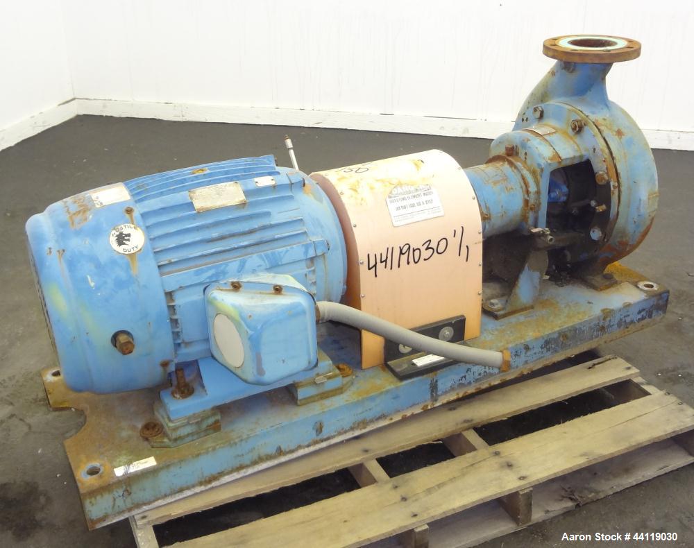 Used Ingersoll Rand Centrifugal Pump, Size 6X4X13, Model D 1011, Carbon Steel. 6” Inlet, 4” outlet, approximate 12-1/2” diameter impeller. Driven by a 40 hp, 3/60/230/460 volt, 1770 rpm motor. Base m...