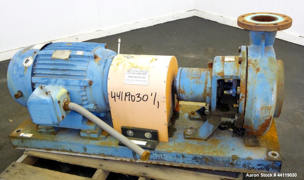 Used Ingersoll Rand Centrifugal Pump, Size 6X4X13, Model D 1011, Carbon Steel. 6” Inlet, 4” outlet, approximate 12-1/2” diameter impeller. Driven by a 40 hp, 3/60/230/460 volt, 1770 rpm motor. Base m...