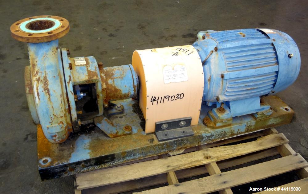 Used Ingersoll Rand Centrifugal Pump, Size 6X4X13, Model D 1011, Carbon Steel. 6” Inlet, 4” outlet, approximate 12-1/2” diameter impeller. Driven by a 40 hp, 3/60/230/460 volt, 1770 rpm motor. Base m...