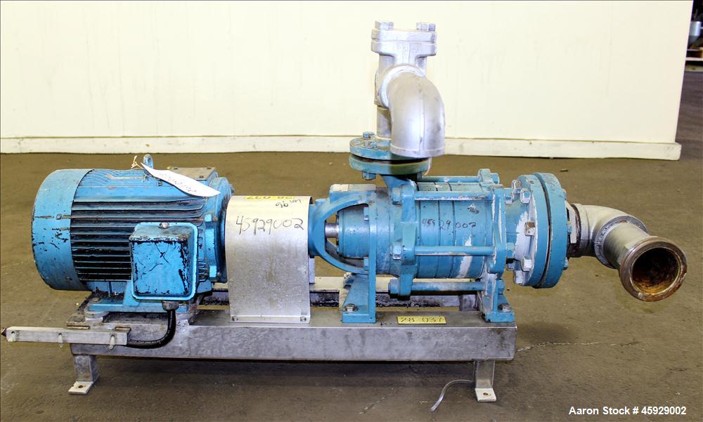 Used Sihi/Sterling Centrifugal Pump, Model CEHY-5101-AA1180A0, Carbon Steel. Approximate 84 gallons per minute at 60 feet total head. 4" inlet, 2" outlet. Driven by 5hp, 3-60/200/230/400/460/575/600 ...