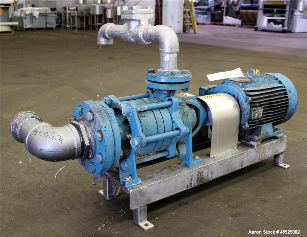 Used Sihi/Sterling Centrifugal Pump, Model CEHY-5101-AA1180A0, Carbon Steel. Approximate 84 gallons per minute at 60 feet total head. 4" inlet, 2" outlet. Driven by 5hp, 3-60/200/230/400/460/575/600 ...