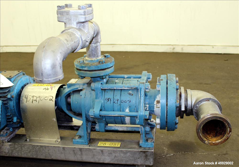 Used Sihi/Sterling Centrifugal Pump, Model CEHY-5101-AA1180A0, Carbon Steel. Approximate 84 gallons per minute at 60 feet total head. 4" inlet, 2" outlet. Driven by 5hp, 3-60/200/230/400/460/575/600 ...