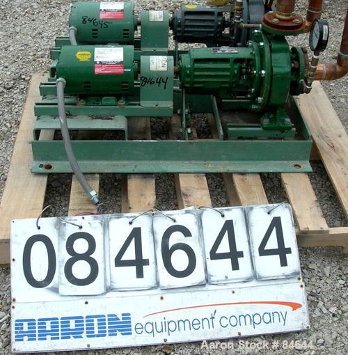 Used Taco Centrifugal Pump, Model FM1208, Carbon Steel. 2-1/2" Inlet, 2" outlet. Approximate capacity 35 gallons per minute at 65' head. Driven by a 1-1/2 hp, 3/60/230/460 volt, 1730 rpm motor. Base ...
