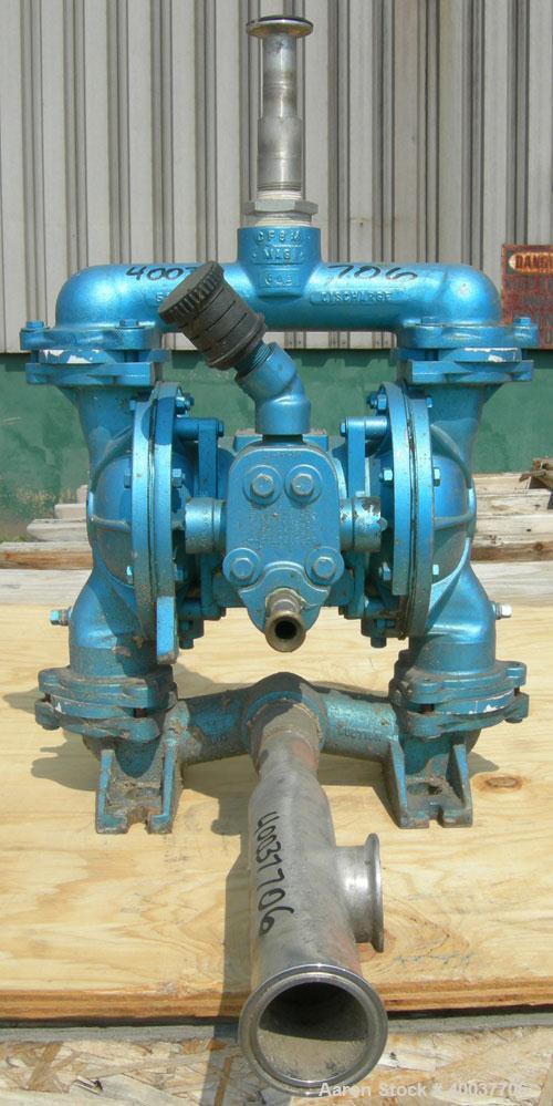 Used Sandpiper Diaphragm Pump, Model EB 1 1/2-SM, Type TGN-1-S, 316 Stainless Steel. 65 gallons per minute max capacity, max solids size 1/4". 1 1/2" inlet/outlet.