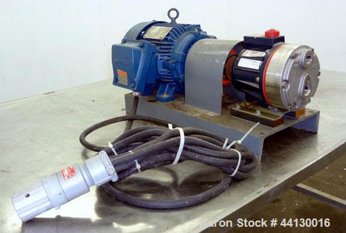 Used- Hydra-Cell Diaphragm Pump, Model D10SLSJHEEMG, 316L  Stainless Steel. Maximum flow 6 gallons per minute. 1" NPT Inlet,...