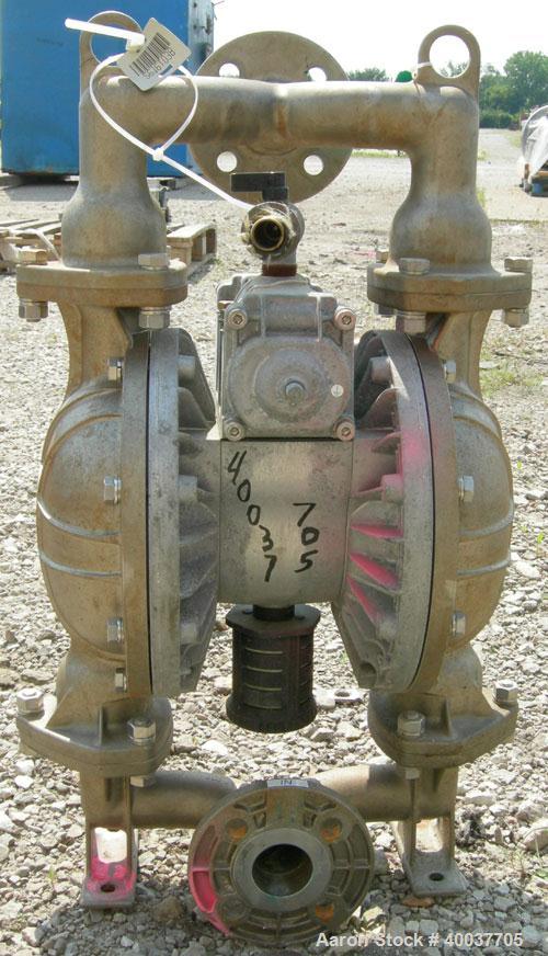 Used Yamada Diaphragm Pump, Model NDP-40BST, 316 stainless steel. 116 gallons per minute max capacity, max solids size 9/32". 1 1/2" inlet/outlet.
