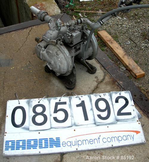 Used Sandpiper Air Powered Double Diaphragm Pump, Model SB1 1/2-A, Aluminum. Rated 0-90 gallons per minute, 1/4" max solids handling, 125 psi. 2" NPT inlet/outlet.