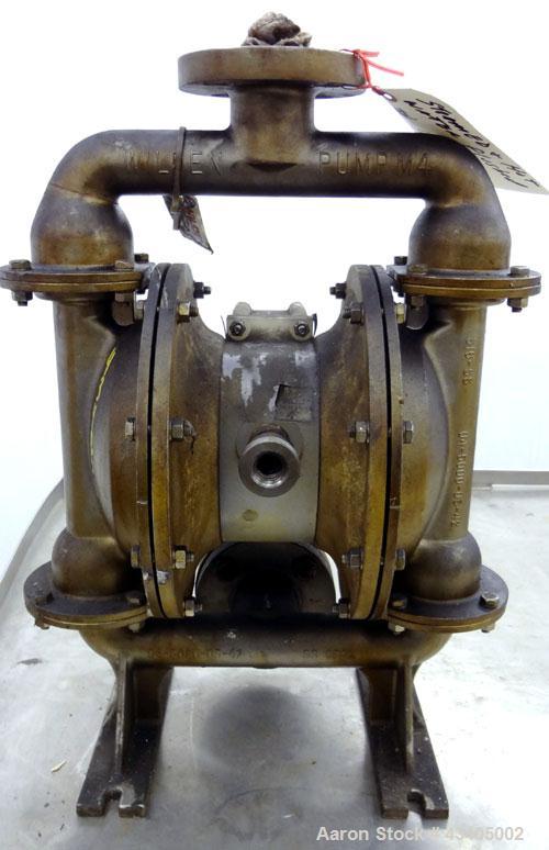 Used Wilden Air Operated Double Diaphragm Pump, Model M4, 316 Stainless Steel. Rated approximate 70 gallons per minute, 3/16” maximum solids handling. 1-1/2” Inlet/outlet.
