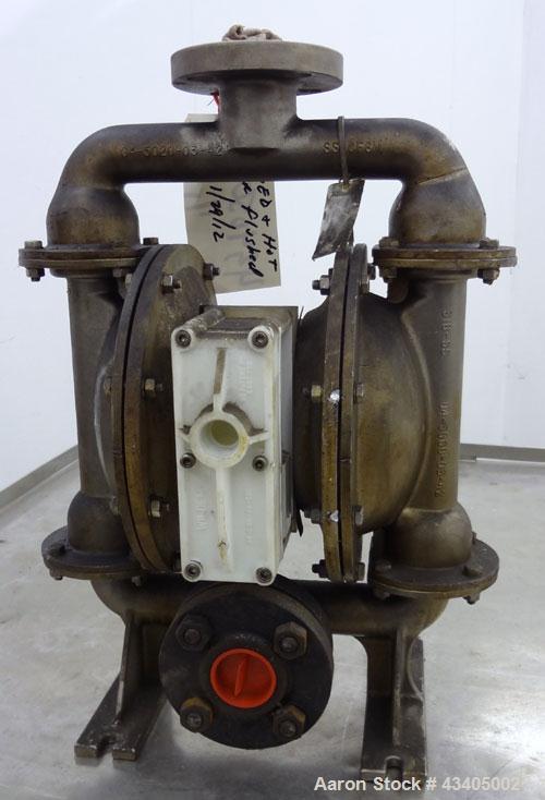 Used Wilden Air Operated Double Diaphragm Pump, Model M4, 316 Stainless Steel. Rated approximate 70 gallons per minute, 3/16” maximum solids handling. 1-1/2” Inlet/outlet.