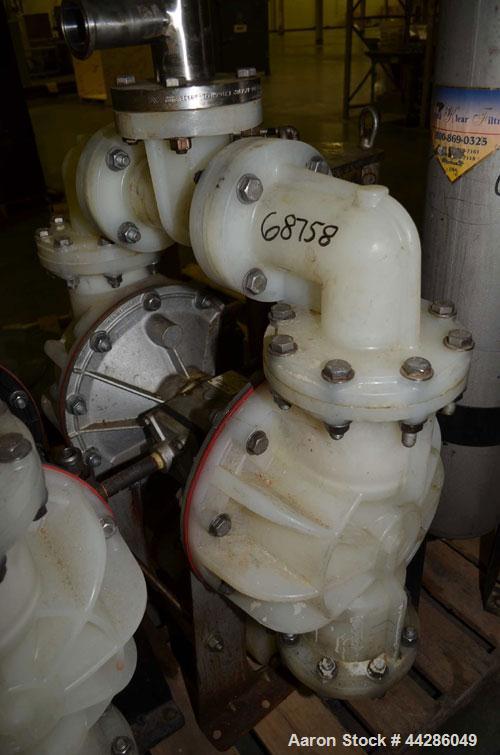 Used Warren Rupp Sandpiper II S30 Air Operated Diaphragm Pump, Model S30B1P1PAAS000, Polypropylene. Rated 238 gallons per minute, 0.71” maximum solids handling. 3” Diameter inlet/outlet. Includes a B...