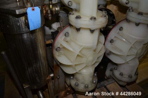 Used Warren Rupp Sandpiper II S30 Air Operated Diaphragm Pump, Model S30B1P1PAAS000, Polypropylene. Rated 238 gallons per minute, 0.71” maximum solids handling. 3” Diameter inlet/outlet. Includes a B...