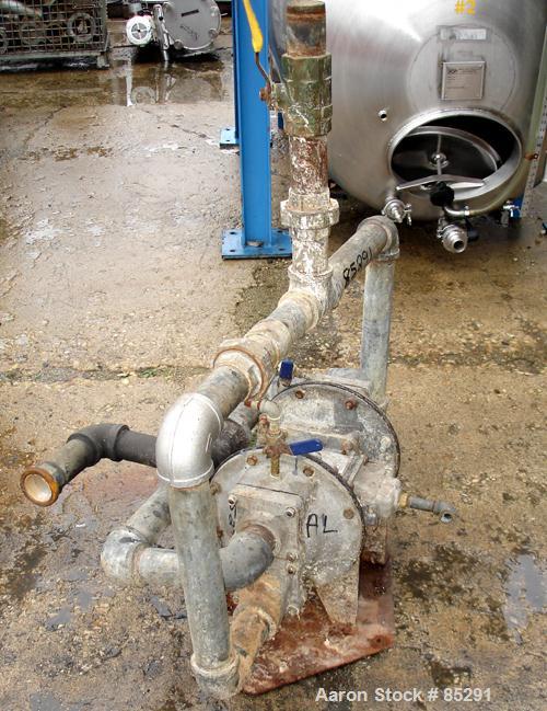USED: Warren Rupp Sandpiper air powered double diaphragm pump, modelSA2-A, type EDB-5-A. Rated approx 140 gallons per minute, 2" maxsolids handling, 125 psi, 2" inlet/outlet.