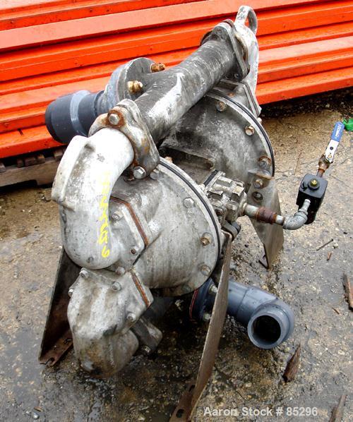 USED: Warren Rupp Sandpiper air powered double diaphragm pump,aluminum. Rated approx 260 gallons per minute, 3" max solids handling,125 psi, 3" inlet/outlet.