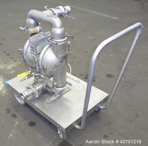 Used Wilden Air Operated Double Diaphragm Pump, Model M8, 316 Stainless Steel. Rated approximately 135 gallons per minute, 1/4" maximum solids handling. 2" Inlet/outlet.