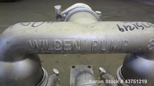 Used Wilden Air Operated Double Diaphragm Pump, Model M8, 316 Stainless Steel. Rated approximately 135 gallons per minute, 1/4" maximum solids handling. 2" Inlet/outlet.