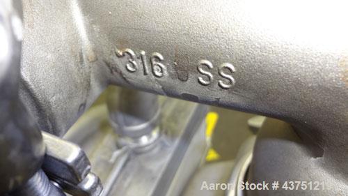 Used Wilden Air Operated Double Diaphragm Pump, Model M8, 316 Stainless Steel. Rated approximately 135 gallons per minute, 1/4" maximum solids handling. 2" Inlet/outlet.