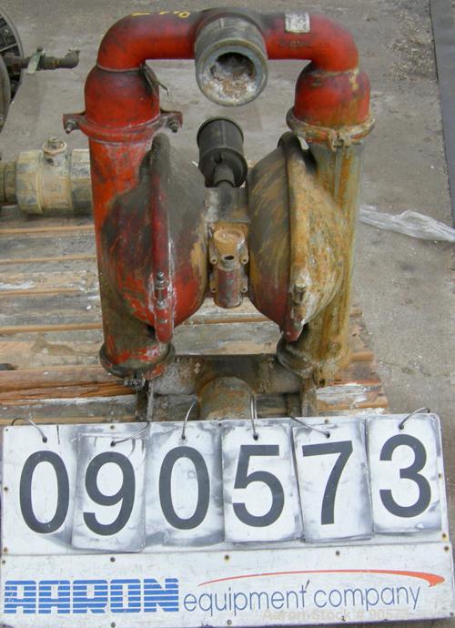 USED: Wilden air operated double diaphragm pump, model M15, 316 stainless steel. Rated 160 gallons per minute at 110 psi. 3/8" max solids handling. 3" NPT inlet/outlet.
