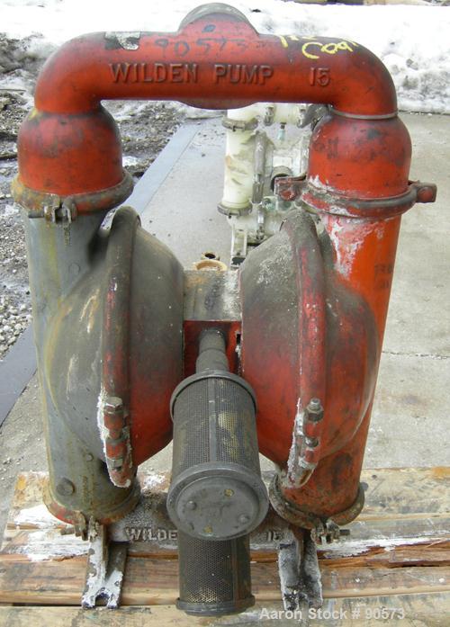 USED: Wilden air operated double diaphragm pump, model M15, 316 stainless steel. Rated 160 gallons per minute at 110 psi. 3/8" max solids handling. 3" NPT inlet/outlet.