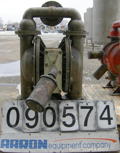 USED: Wilden air operated double diaphragm pump, model M15, 316 stainless steel. Rated 160 gallons per minute at 110 psi. 3/8" max solids handling. 4" flange inlet/outlet.