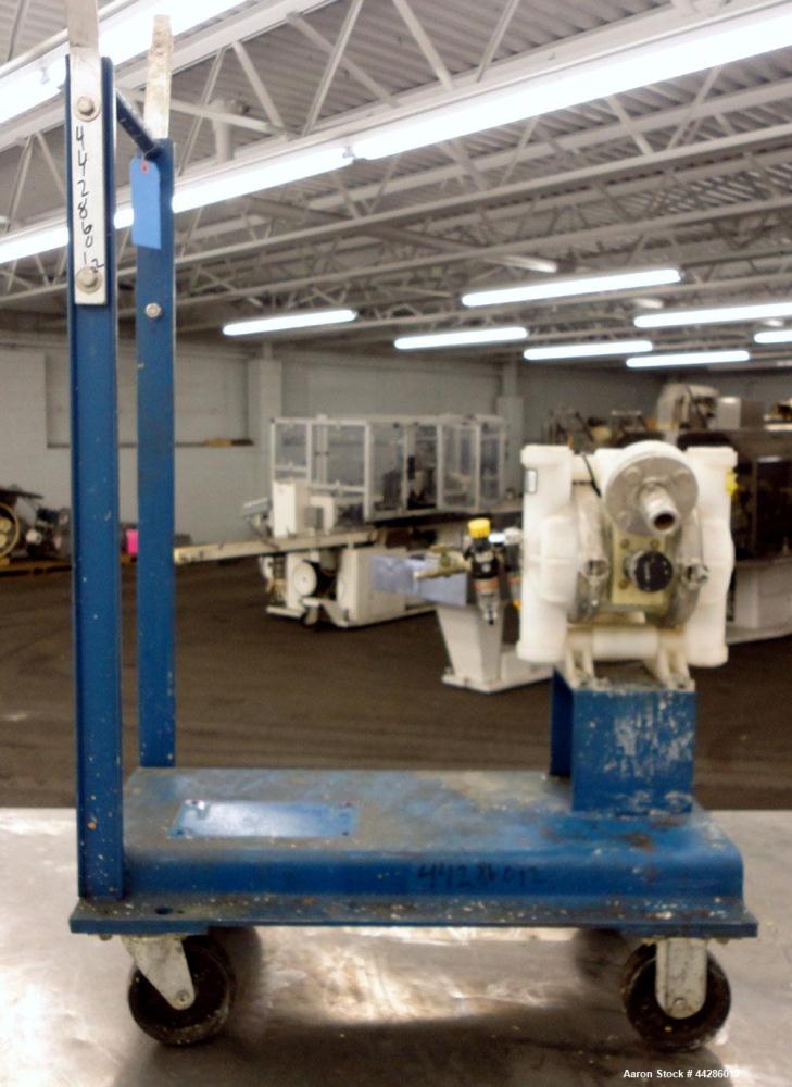 Used Wilden Air Operated Double Diaphragm Pump, Model M2/KPPT/VT/VT/KTV/400, Polypropylene. Rated approximate 10 gallons per minute, 1/8” diameter maximum solids handling. 1” Inlet/outlet. Mounted on...