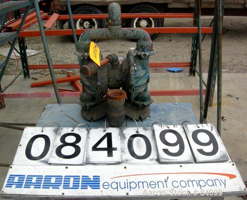 Used Wilden Air Operated Double Diaphragm Pump, Model M4, Aluminum Construction. Rated approximately 93 gallons per minute, 2" inlet, 1-1/2" outlet.
