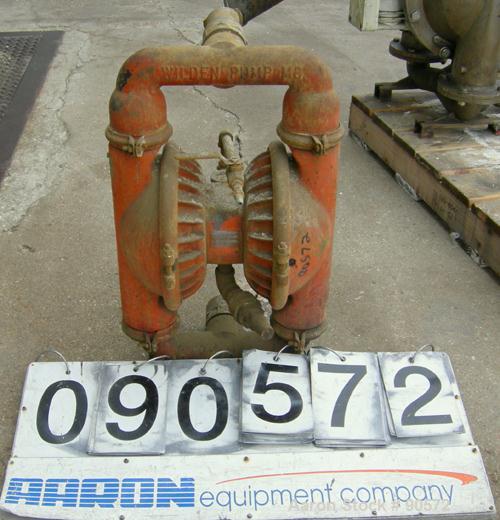 USED: Wilden air operated double diaphragm pump, model M8/SO/NE/NE/NE, 316 stainless steel. Rated 120 gallons per minute at 80 psi. 1/4" max solids handling. 4" flange inlet/outlet. Built 1983.