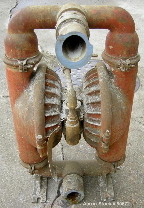 USED: Wilden air operated double diaphragm pump, model M8/SO/NE/NE/NE, 316 stainless steel. Rated 120 gallons per minute at 80 psi. 1/4" max solids handling. 4" flange inlet/outlet. Built 1983.