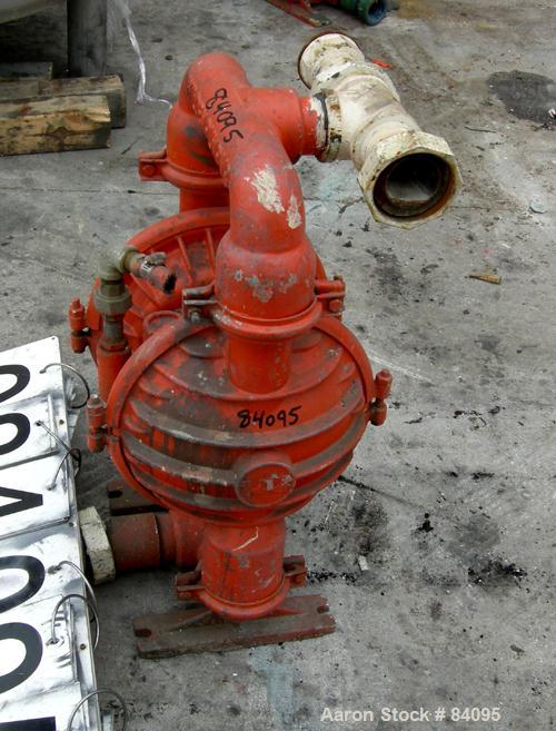 USED: Wilden Air Operated Double Diaphragm Pump, model M8, aluminum construction. Rated approximately 156 gallons per minute, 125 psi, 2" inlet/outlet. Built 1987.