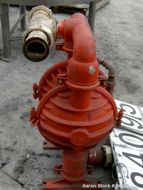USED: Wilden Air Operated Double Diaphragm Pump, model M8, aluminum construction. Rated approximately 156 gallons per minute, 125 psi, 2" inlet/outlet. Built 1987.