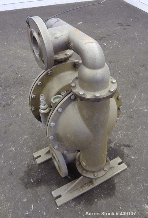 Used Wilden Air Operated Double Diaphragm Pump, Model M8, 316 Stainless Steel. Rated approximate 156 gallons per minute, ¼” maximum solids handling. 2” Inlet/outlet.