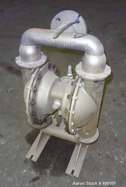 Used Wilden Air Operated Double Diaphragm Pump, Model M8, 316 Stainless Steel. Rated approximate 156 gallons per minute, ¼” maximum solids handling. 2” Inlet/outlet.