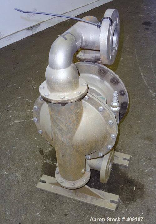 Used Wilden Air Operated Double Diaphragm Pump, Model M8, 316 Stainless Steel. Rated approximate 156 gallons per minute, ¼” maximum solids handling. 2” Inlet/outlet.