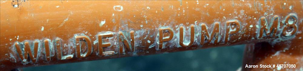 Used Wilden Air Operated Double Diaphragm Pump, Model M8, 316 Stainless Steel. 2" inlet/outlet. Rated approximate 158 gallons per minute, 1/4" maximum solids handling, maximum pressure 125 psi. Base ...