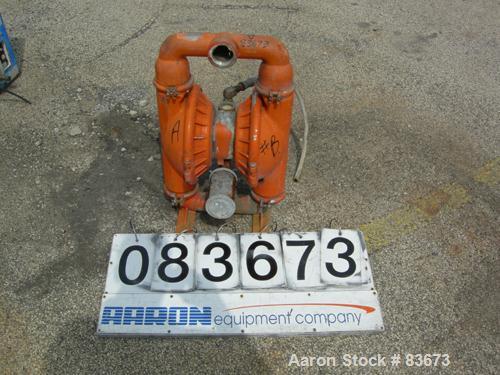USED: Wilden Air Operated Double Diaphragm Pump, model M8, 316 stainless steel. Rated 156 gallons per minute, 125 psi, 1/4" max solids size, 2" inlet/outlet.